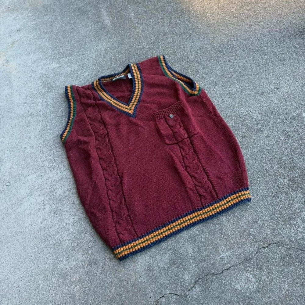 Vintage Chic Ringer Sweater Vest